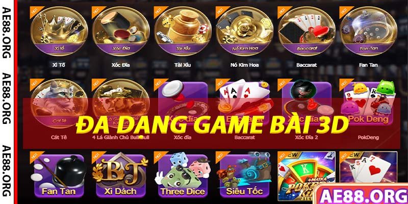 Đa dạng game bài 3D hấp dẫn